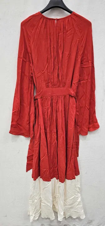Reiss - Red Luella Colour Block Midi Dress - Red Size: Uk 10