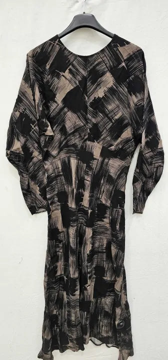 & Other Stories - Black Printed Asymmetric Hem Maxi Dress - Black Size: M