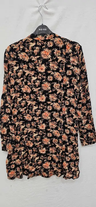Reiss - Black Lula Floral Print Mini Dress - Black Size: Uk10