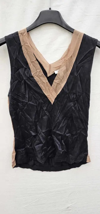 Reiss-45412603-xs-beige-black Pippa Colour Block Top-beige Size: Xs