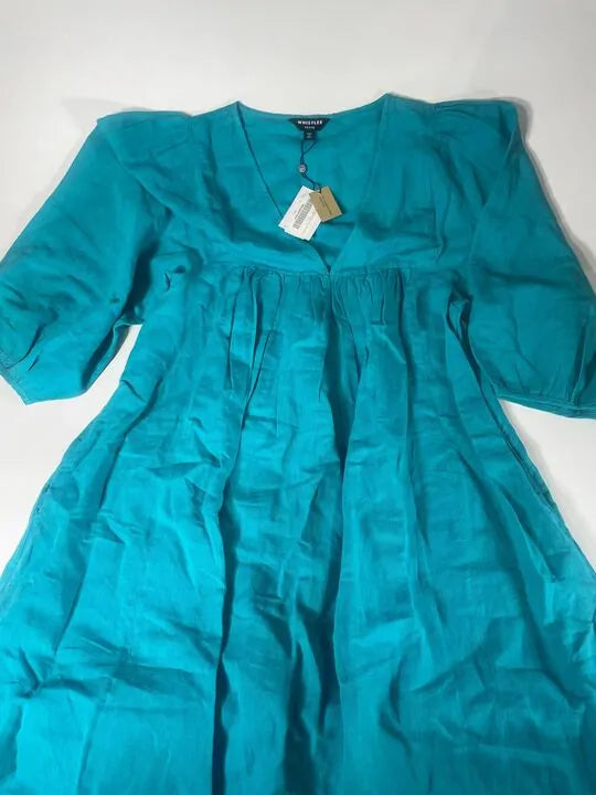Whistles - Turquoise Gloria Linen Blend Dress Size: Uk 12 deal !!