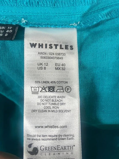 Whistles - Turquoise Gloria Linen Blend Dress Size: Uk 12 deal !!