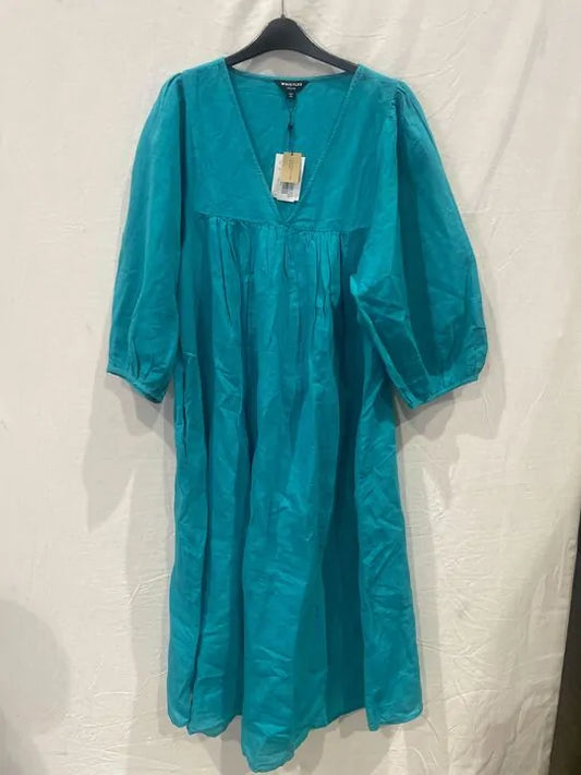 Whistles - Turquoise Gloria Linen Blend Dress Size: Uk 12 deal !!