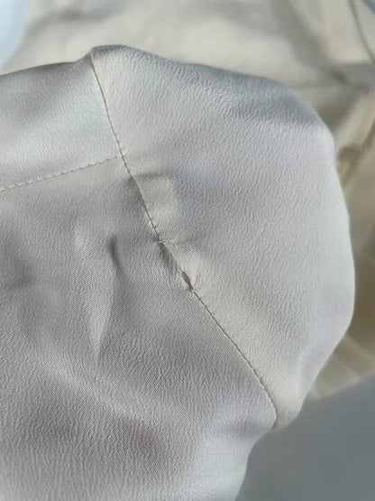 Mango X Victoria Beckham - Cream Button Up Silk Blend Shirt Size: Medium