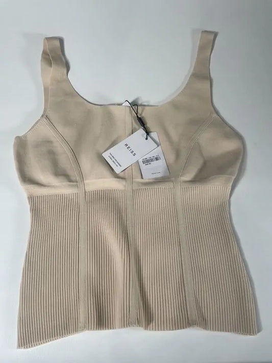 Reiss - Nude Verity Ribbed Vest Size: Large