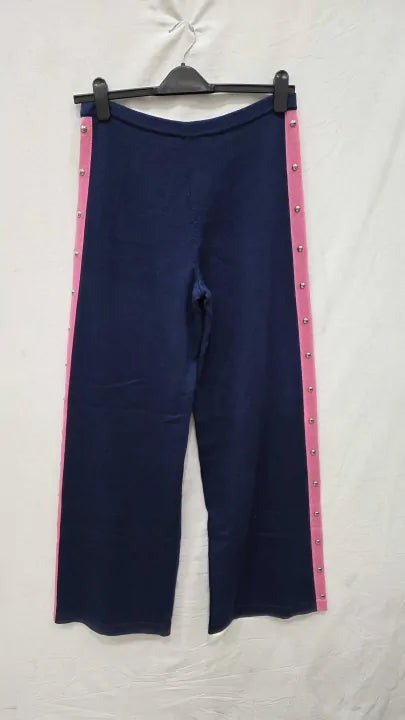 Sonia Rykiel - Navy Pink Stripe Studs Trouser Size: Medium deal !!
