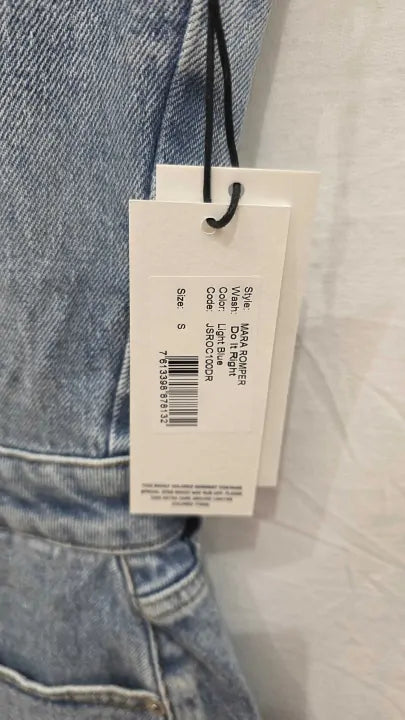 7 For All Mankind - Blue Mara Sleeveless Denim Jumpsuit Size: S