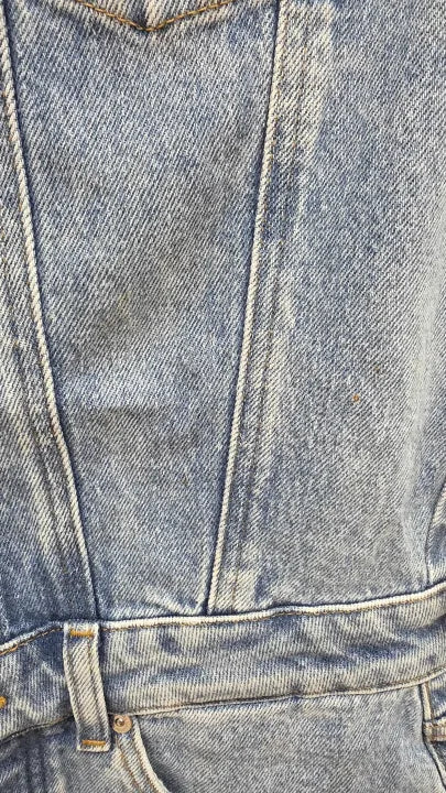 7 For All Mankind - Blue Mara Sleeveless Denim Jumpsuit Size: S