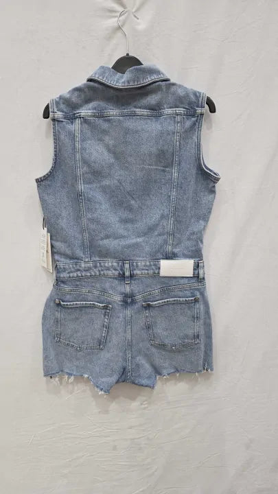 7 For All Mankind - Blue Mara Sleeveless Denim Jumpsuit Size: S