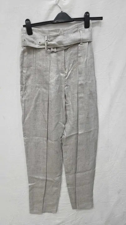 Iro - Light Grey Najava Linen Blend Wide Leg Trouser Size: Uk 8