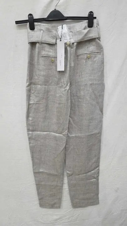Iro - Light Grey Najava Linen Blend Wide Leg Trouser Size: Uk 8