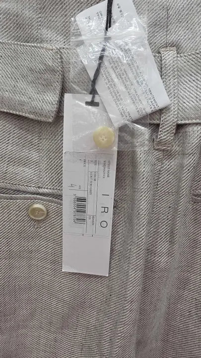 Iro - Light Grey Najava Linen Blend Wide Leg Trouser Size: Uk 8
