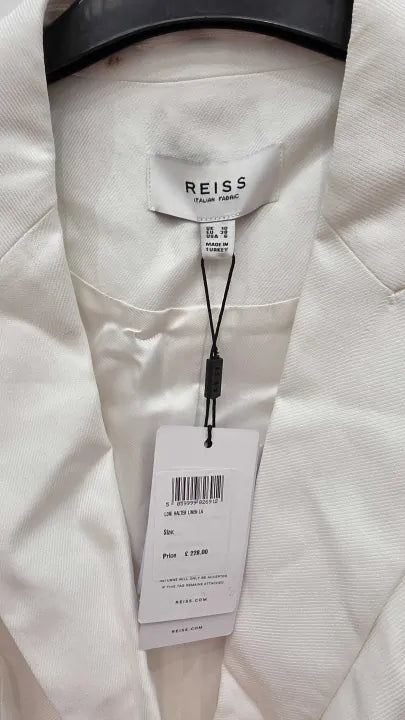 Reiss - White Lori Halter Linen Blend Waistcoat Size: Uk 10