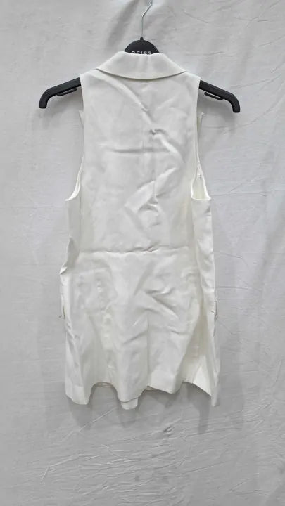 Reiss - White Lori Halter Linen Blend Waistcoat Size: Uk 10