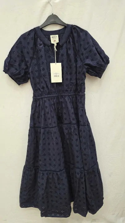 Burgs - Navy Brooks Cotton Dress Size: Uk 10