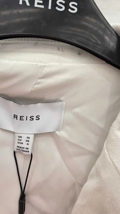 Reiss - White Hollie Linen Blend Blazer Size: Uk 10
