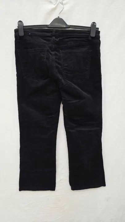 Mango - Black Flare Crop Corduroy Trousers Size: Uk 10