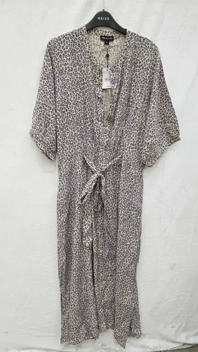 Whistles - Lilac Dashed Leopard Midi Dress Size: Uk 18
