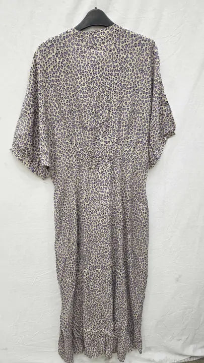Whistles - Lilac Dashed Leopard Midi Dress Size: Uk 18