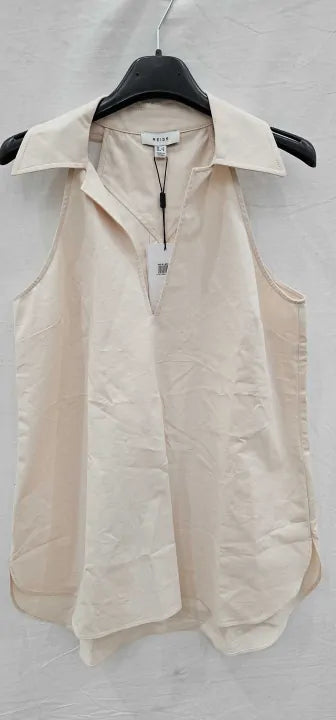 Reiss - Nude Layla Cotton Blend Shirt - Beige Size: Uk6
