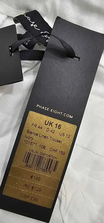 Phase Eight - White Bianca High Rise Linen Trouser - Cream Size: Uk16