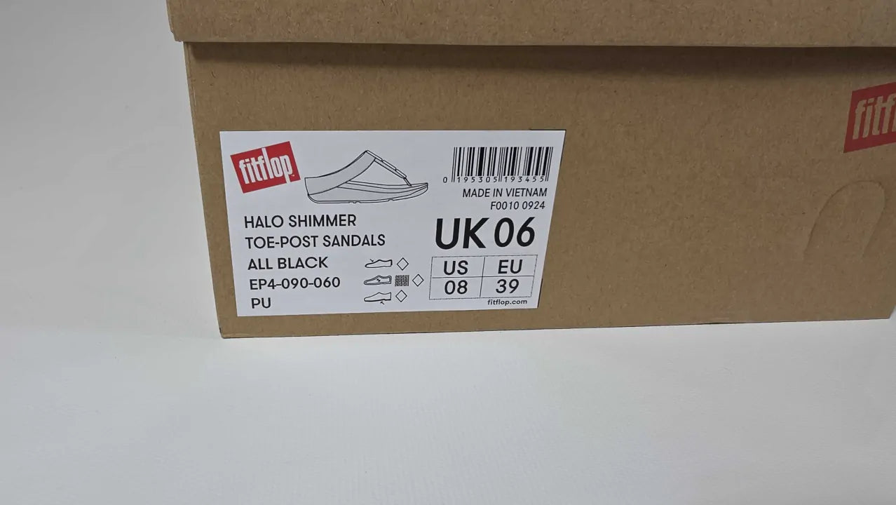 Fitflop - Sparkle Black Halo Shimmer Toe Post Sandal Size: Uk 6