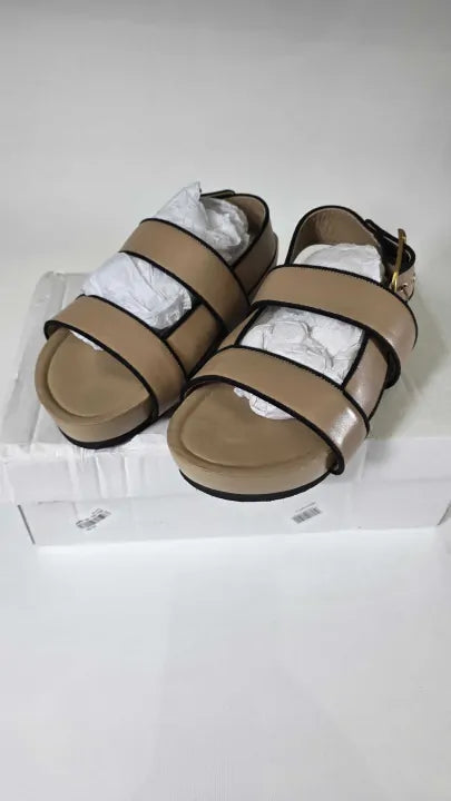 Reiss - Beige Samantha Leather Sandals Size: Uk 5