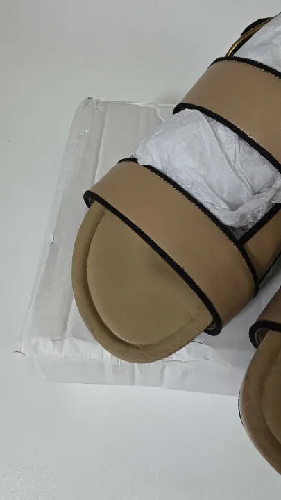 Reiss - Beige Samantha Leather Sandals Size: Uk 5