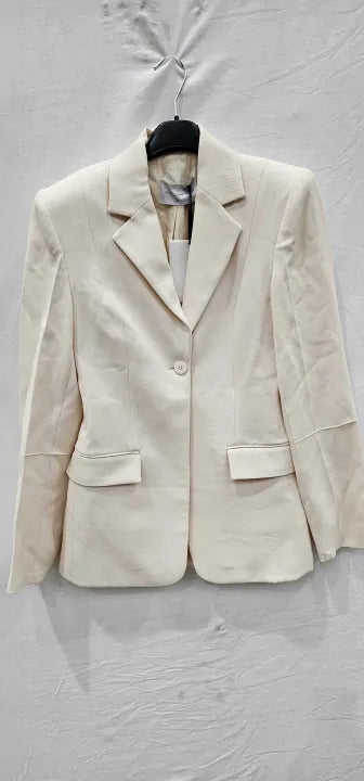Mango X Victoria Beckham - Cream Tailored Blazer - Beige Size: S