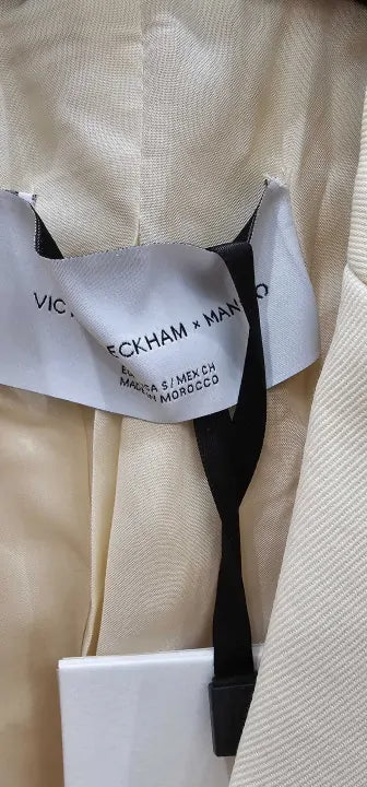 Mango X Victoria Beckham - Cream Tailored Blazer - Beige Size: S