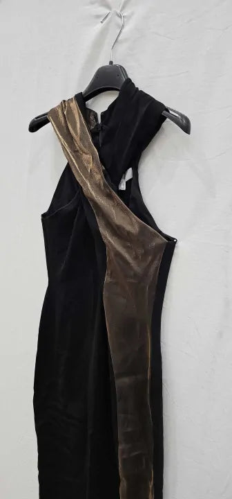 Reiss - Black Carla Metallic Panel Fitted Dress - Black Size: Uk10