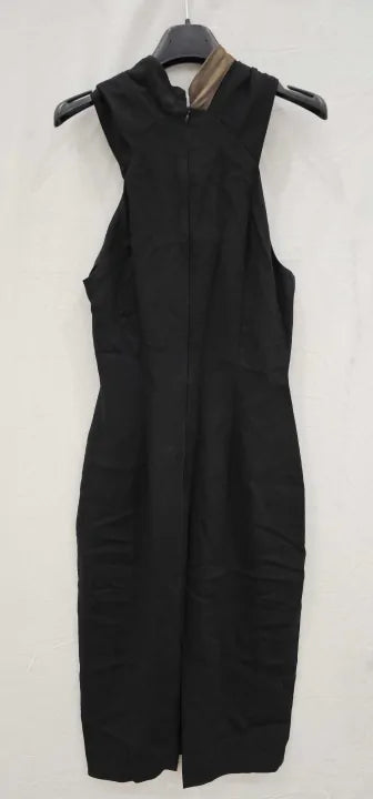 Reiss - Black Carla Metallic Panel Fitted Dress - Black Size: Uk10