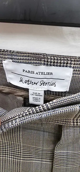 & Other Stories - Coffee Checked Tailored Trousers - Beige Size: Eu34
