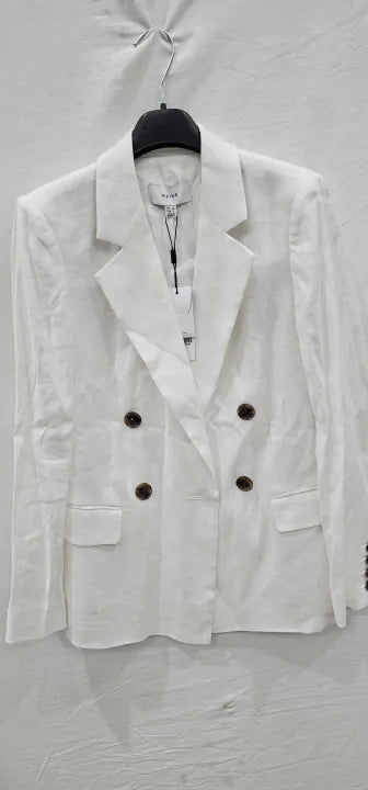 Reiss - White Hollie Linen Blend Blazer - White Size: Uk8
