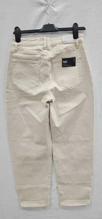 Paige - Ecru Alexis Crop Cargo Trousers - Brown Size: 28