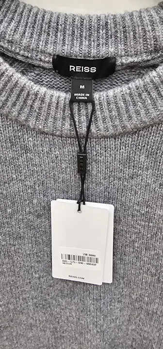 Reiss - Grey Cloud Seam Detail Wool Blend Jumper - Grey Size: M