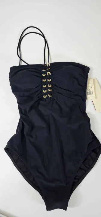 Gottex - Black Golden Touch Bandeau One Piece - Black Size: Uk10