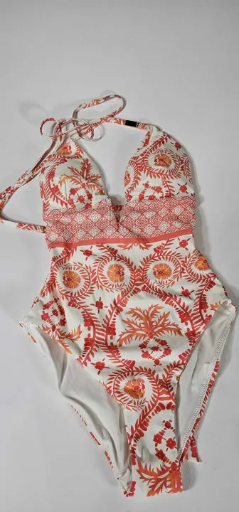 Reiss - Cream Leonora Printed Swimsuit - Cream Size: Uk8