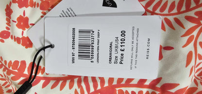 Reiss - Cream Leonora Printed Swimsuit - Cream Size: Uk8