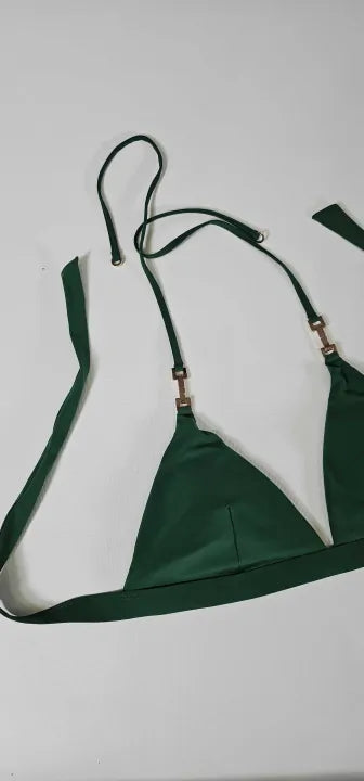 Riah Triangle Halter Neck Bikini Top In Green Size: Uk12