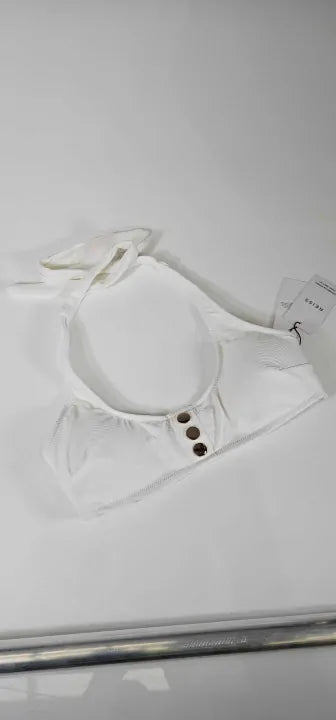 Reiss - White Iris Button Detail Bikini Bottoms - White Size: Uk12