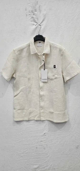 U.s. Polo Assn. - Cream Waffle Textured Cotton Shirt - White Size: L