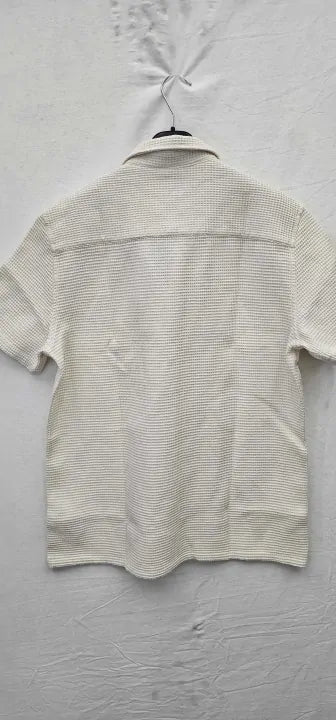 U.s. Polo Assn. - Cream Waffle Textured Cotton Shirt - White Size: L