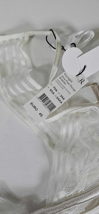 Janet Reger - Starlight Wire Free Plunge Bra White - White Size: 34A