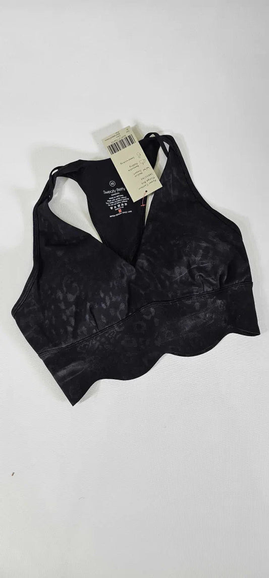 Sweaty Betty - Power Contour Plunge Bra - Black Leopard Emboss Print - Multi Size: Xs