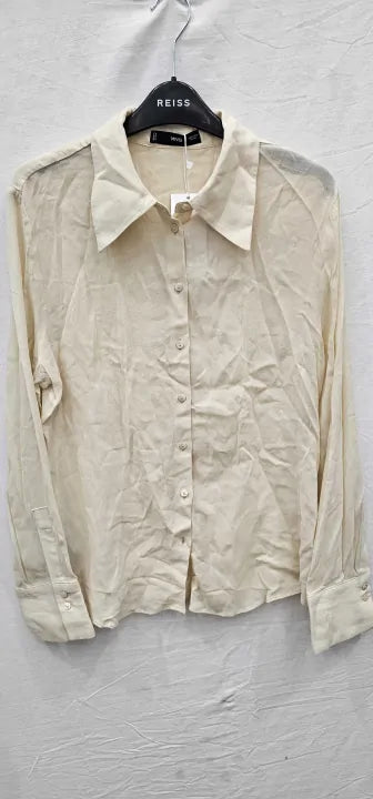 Mango - Ecru Button Through Shirt - Cream Size: M