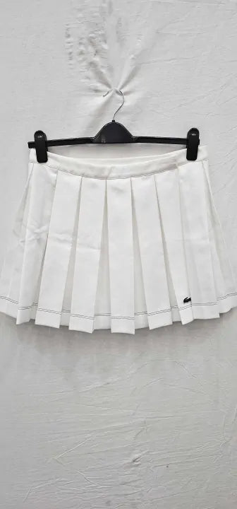 Lacoste - White Pleated Cotton Blend Mini Skirt - White Size: 42