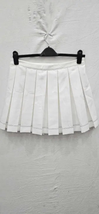 Lacoste - White Pleated Cotton Blend Mini Skirt - White Size: 42