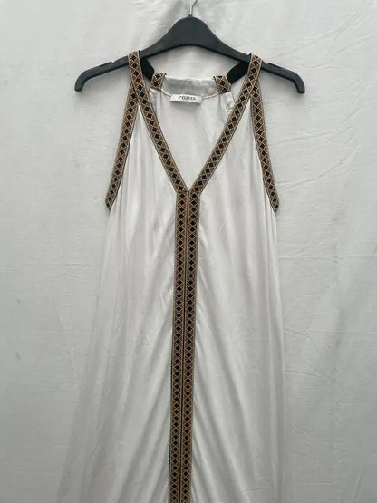 N°· Eleven - White Jersey Trim Maxi Dress Size: Small