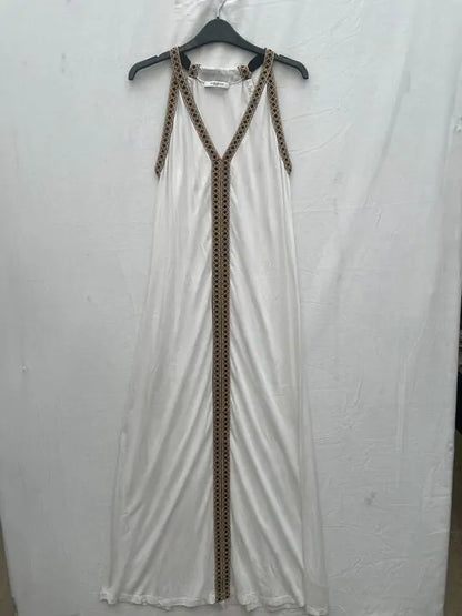 N°· Eleven - White Jersey Trim Maxi Dress Size: Small